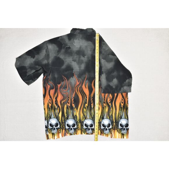MT2 Black Flame Skull Graphic Button Down Shirt Men's Size 3XL Gothic - Picture 7 of 8